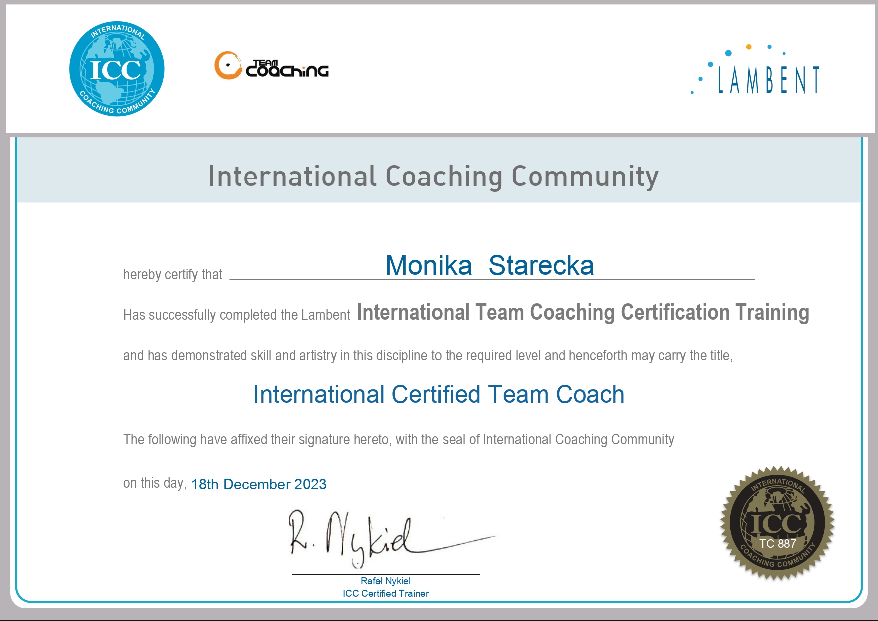ICC Team Coach Certification